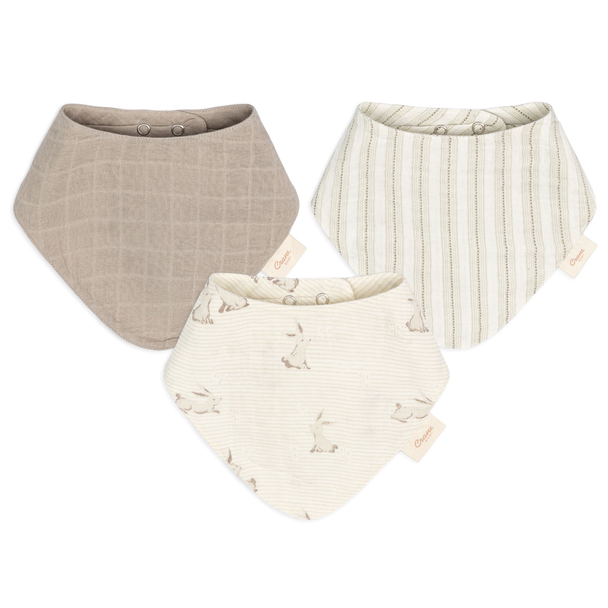Avery 3 pc. Organic Baby Bibs Set | Crane Baby