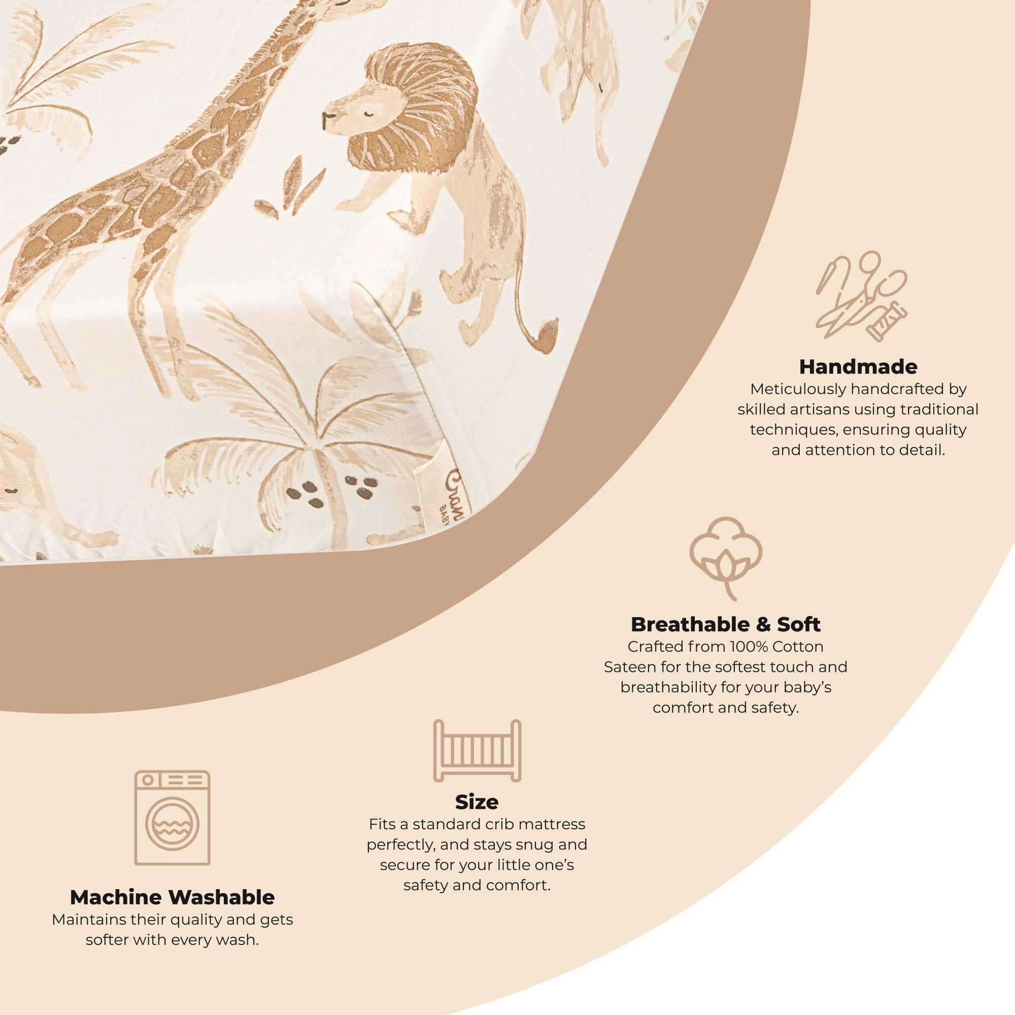 Fitted Cot Sheet - Safari Fitted Cot Sheet - Safari