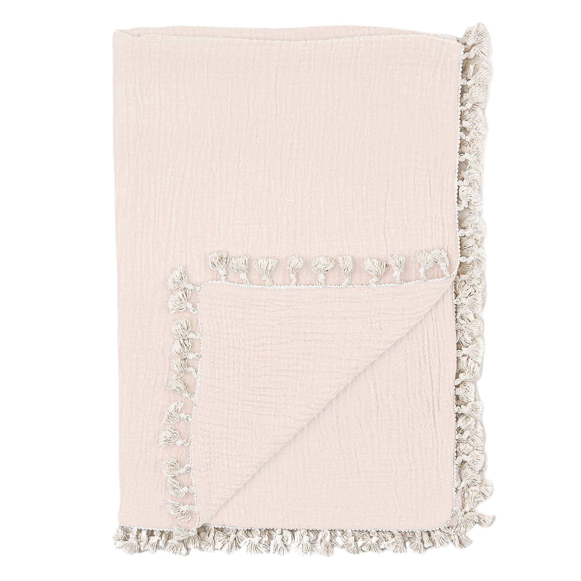 Pink muslin blanket on white background