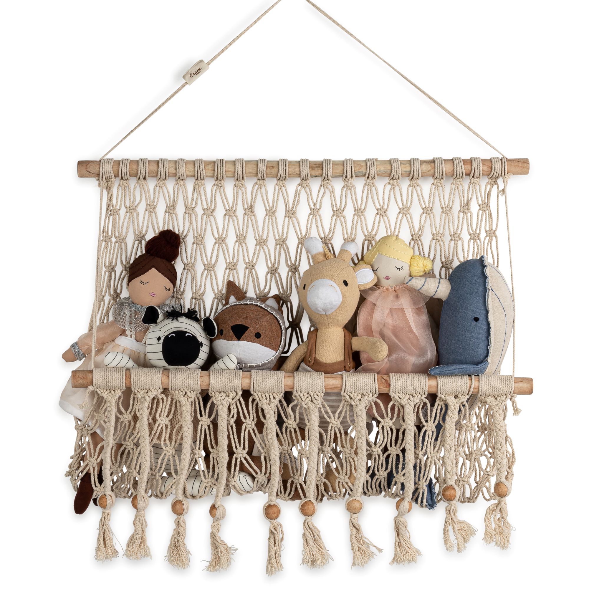 Hanging storage bin on white background