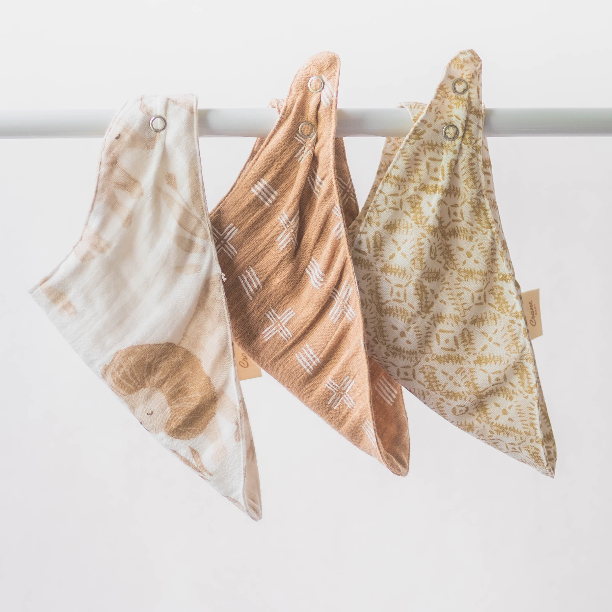 Kendi 3-pc. Muslin Baby Bib Set | Crane Baby